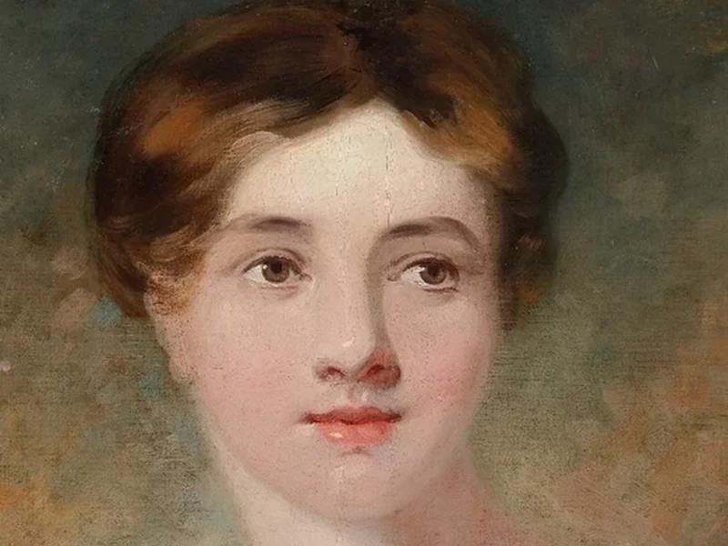 1808-Frederick Thomas Lines - Ritratto di donna